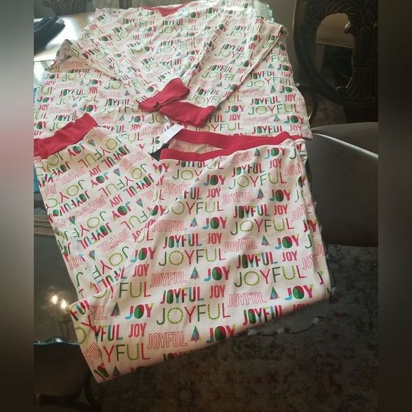 Women's The Wondershop JOYFUL PAJAMA SET Plus Sz. 3X  White Multi colored NWT - Picture 3 of 7